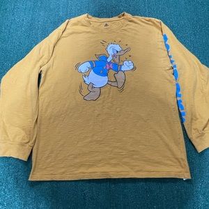 Walt Disney yellow angry Donald Duck long sleeve shirt Mens 3XL
